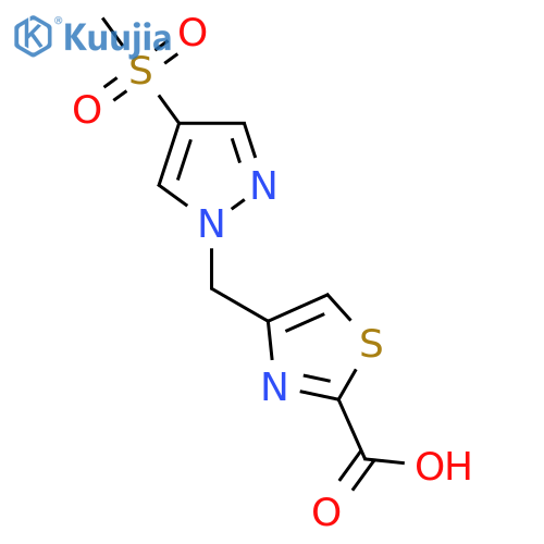 4-(4-methanesulfonyl-1H-pyrazol-1-yl)methyl-1,3-thiazole-2-carboxylic acid structure