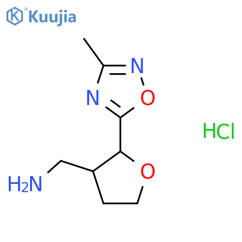 [2-(3-Methyl-1,2,4-oxadiazol-5-yl)oxolan-3-yl]methanamine hydrochloride structure