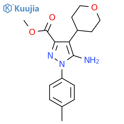 methyl 5-amino-1-(4-methylphenyl)-4-(oxan-4-yl)-1H-pyrazole-3-carboxylate structure