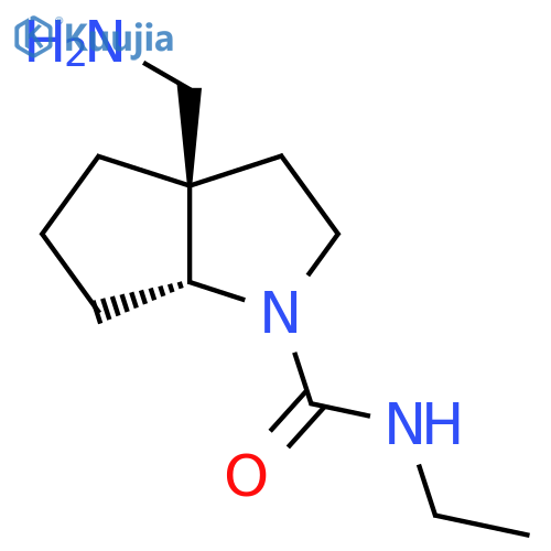 rac-(3aR,6aR)-3a-(aminomethyl)-N-ethyl-octahydrocyclopenta[b]pyrrole-1-carboxamide structure