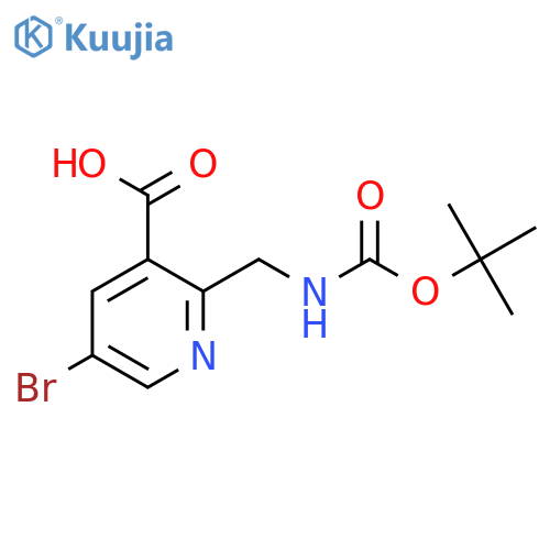 5-Bromo-2-({[(tert-butoxy)carbonyl]amino}methyl)pyridine-3-carboxylic acid structure
