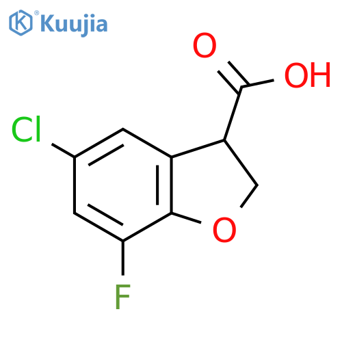 5-Chloro-7-fluoro-2,3-dihydro-1-benzofuran-3-carboxylic acid structure