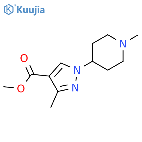 1H-Pyrazole-4-carboxylic acid, 3-methyl-1-(1-methyl-4-piperidinyl)-, methyl ester structure