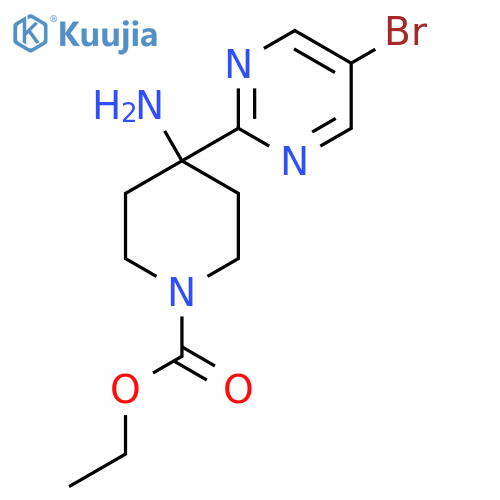 Ethyl 4-amino-4-(5-bromopyrimidin-2-yl)piperidine-1-carboxylate structure
