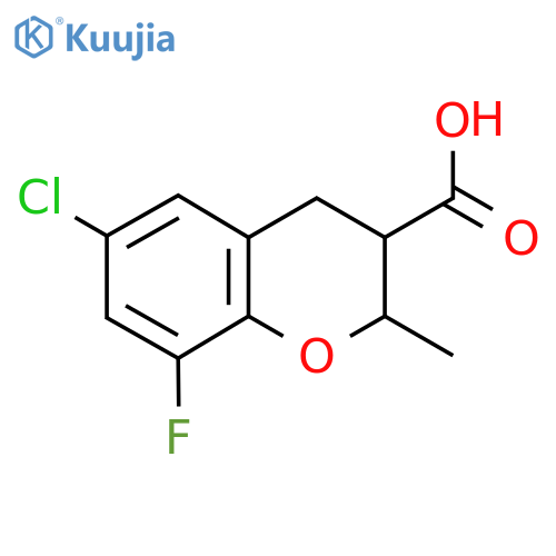 6-chloro-8-fluoro-2-methyl-3,4-dihydro-2H-1-benzopyran-3-carboxylic acid structure