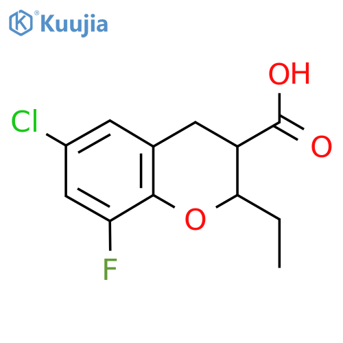 6-chloro-2-ethyl-8-fluoro-3,4-dihydro-2H-1-benzopyran-3-carboxylic acid structure