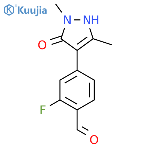 2-fluoro-4-(5-hydroxy-1,3-dimethyl-1H-pyrazol-4-yl)benzaldehyde structure