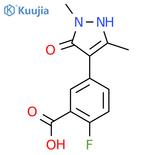 2-fluoro-5-(5-hydroxy-1,3-dimethyl-1H-pyrazol-4-yl)benzoic acid structure