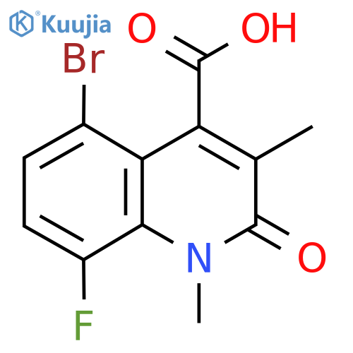 5-bromo-8-fluoro-1,3-dimethyl-2-oxo-1,2-dihydroquinoline-4-carboxylic acid structure