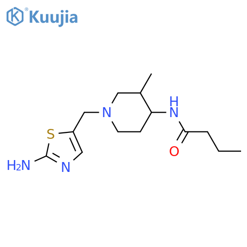 N-{1-(2-amino-1,3-thiazol-5-yl)methyl-3-methylpiperidin-4-yl}butanamide structure