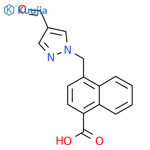 4-[(4-formyl-1H-pyrazol-1-yl)methyl]naphthalene-1-carboxylic acid structure