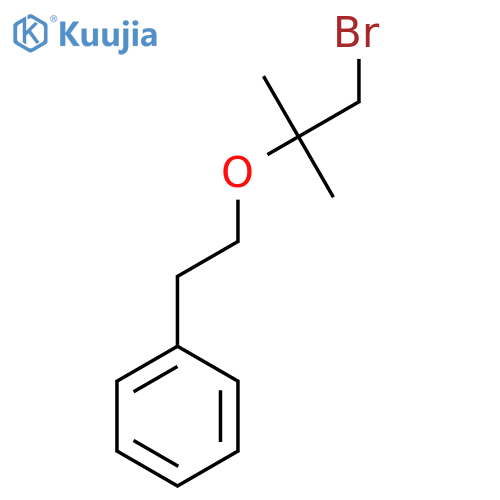 {2-(1-bromo-2-methylpropan-2-yl)oxyethyl}benzene structure