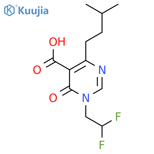 1-(2,2-difluoroethyl)-4-(3-methylbutyl)-6-oxo-1,6-dihydropyrimidine-5-carboxylic acid structure