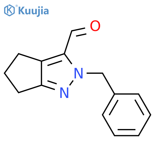 3-Cyclopentapyrazolecarboxaldehyde, 2,4,5,6-tetrahydro-2-(phenylmethyl)- structure