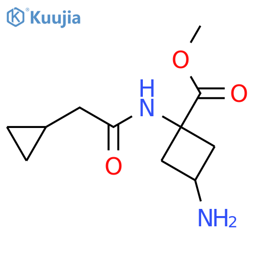 Methyl 3-amino-1-(2-cyclopropylacetamido)cyclobutane-1-carboxylate structure