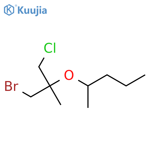 2-(1-bromo-3-chloro-2-methylpropan-2-yl)oxypentane structure