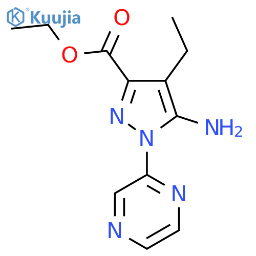ethyl 5-amino-4-ethyl-1-(pyrazin-2-yl)-1H-pyrazole-3-carboxylate structure