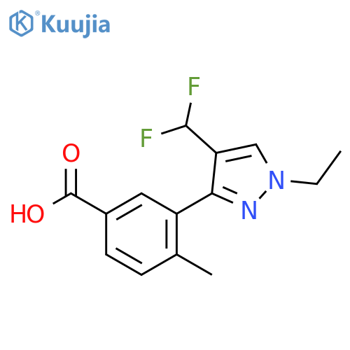 3-4-(difluoromethyl)-1-ethyl-1H-pyrazol-3-yl-4-methylbenzoic acid structure
