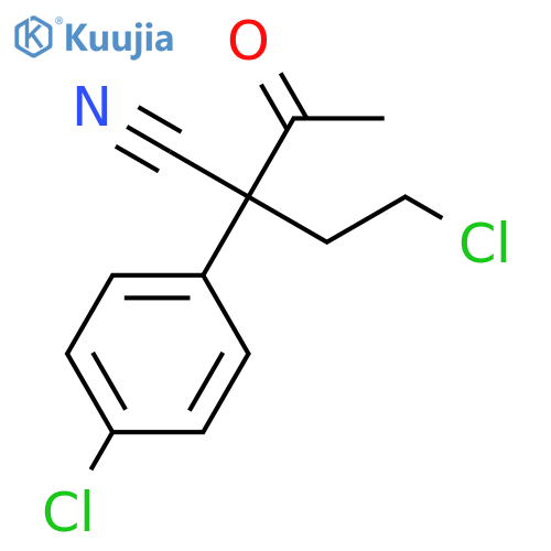 Benzeneacetonitrile, α-acetyl-4-chloro-α-(2-chloroethyl)- structure