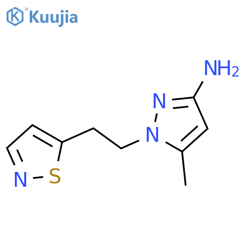 5-methyl-1-2-(1,2-thiazol-5-yl)ethyl-1H-pyrazol-3-amine structure