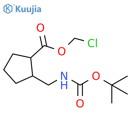 Cyclopentanecarboxylic acid, 2-[[[(1,1-dimethylethoxy)carbonyl]amino]methyl]-, chloromethyl ester structure