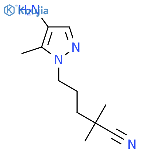 5-(4-amino-5-methyl-1H-pyrazol-1-yl)-2,2-dimethylpentanenitrile structure