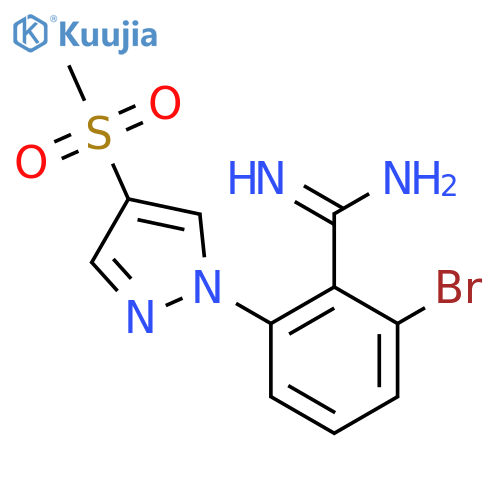 2-bromo-6-(4-methanesulfonyl-1H-pyrazol-1-yl)benzene-1-carboximidamide structure
