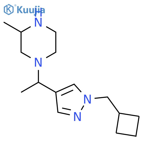 1-{1-[1-(cyclobutylmethyl)-1H-pyrazol-4-yl]ethyl}-3-methylpiperazine structure