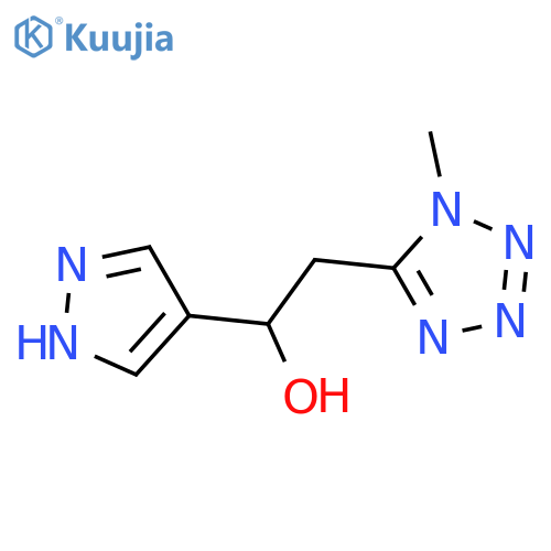 2-(1-methyl-1H-1,2,3,4-tetrazol-5-yl)-1-(1H-pyrazol-4-yl)ethan-1-ol structure