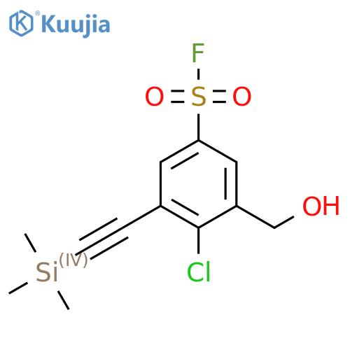 4-chloro-3-(hydroxymethyl)-5-2-(trimethylsilyl)ethynylbenzene-1-sulfonyl fluoride structure