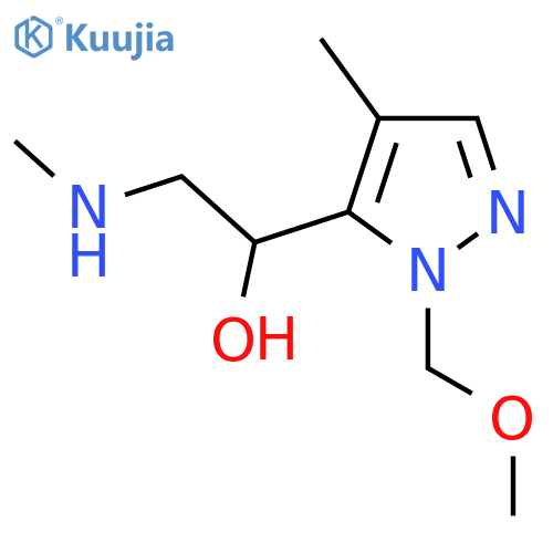 1-1-(methoxymethyl)-4-methyl-1H-pyrazol-5-yl-2-(methylamino)ethan-1-ol structure