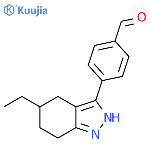 Benzaldehyde, 4-(5-ethyl-4,5,6,7-tetrahydro-2H-indazol-3-yl)- structure