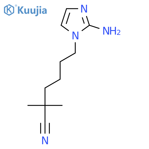 6-(2-amino-1H-imidazol-1-yl)-2,2-dimethylhexanenitrile structure