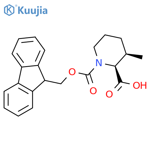 rac-(2R,3S)-1-{(9H-fluoren-9-yl)methoxycarbonyl}-3-methylpiperidine-2-carboxylic acid structure