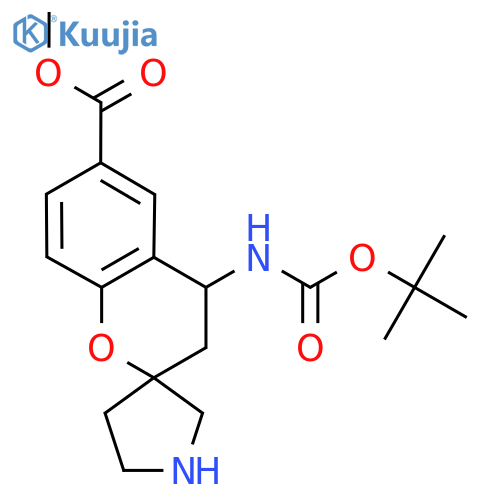 methyl 4-{(tert-butoxy)carbonylamino}-3,4-dihydrospiro1-benzopyran-2,3'-pyrrolidine-6-carboxylate structure