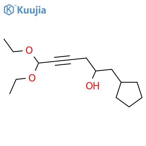 1-cyclopentyl-6,6-diethoxyhex-4-yn-2-ol structure