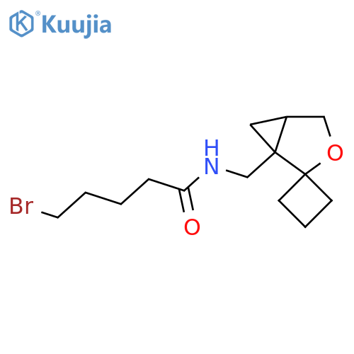 5-bromo-N-({3-oxaspiro[bicyclo[3.1.0]hexane-2,1'-cyclobutane]-1-yl}methyl)pentanamide structure