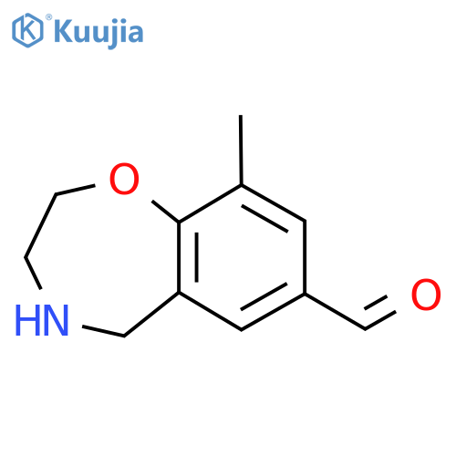 9-methyl-2,3,4,5-tetrahydro-1,4-benzoxazepine-7-carbaldehyde structure