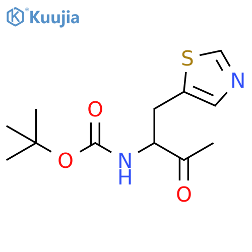 Carbamic acid, N-[2-oxo-1-(5-thiazolylmethyl)propyl]-, 1,1-dimethylethyl ester structure