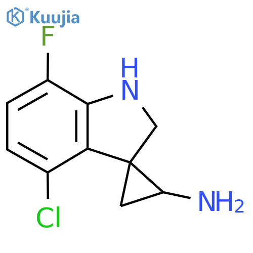 4'-chloro-7'-fluoro-1',2'-dihydrospirocyclopropane-1,3'-indole-3-amine structure