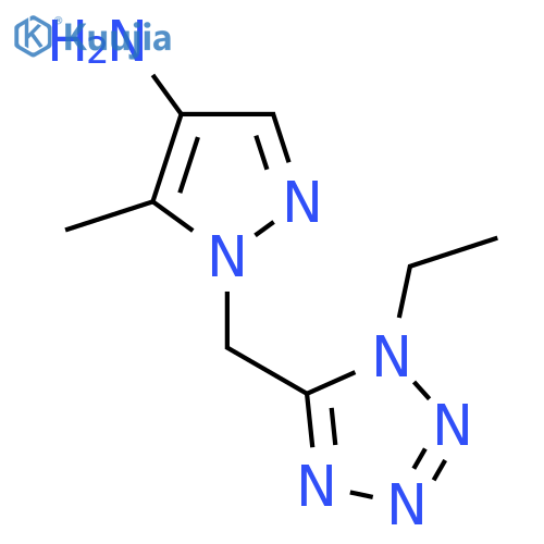 1-(1-ethyl-1H-1,2,3,4-tetrazol-5-yl)methyl-5-methyl-1H-pyrazol-4-amine structure