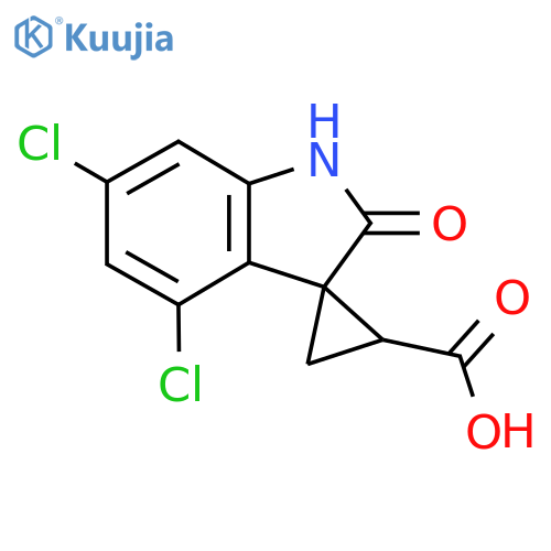 4',6'-dichloro-2'-oxo-1',2'-dihydrospirocyclopropane-1,3'-indole-3-carboxylic acid structure