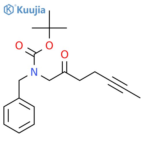 tert-butyl N-benzyl-N-(2-oxohept-5-yn-1-yl)carbamate structure