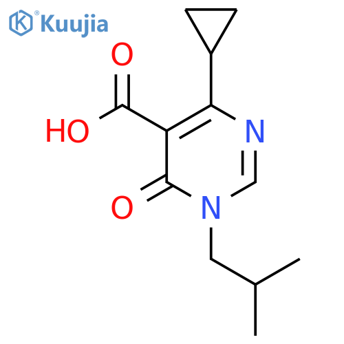 4-cyclopropyl-1-(2-methylpropyl)-6-oxo-1,6-dihydropyrimidine-5-carboxylic acid structure