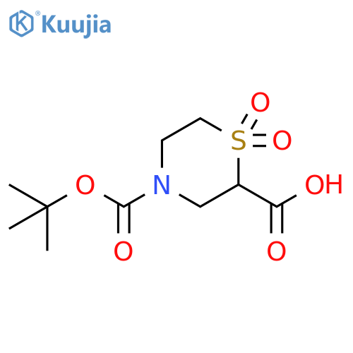 4-(tert-butoxy)carbonyl-1,1-dioxo-1lambda6-thiomorpholine-2-carboxylic acid structure