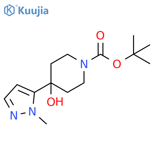 1-Piperidinecarboxylic acid, 4-hydroxy-4-(1-methyl-1H-pyrazol-5-yl)-, 1,1-dimethylethyl ester structure