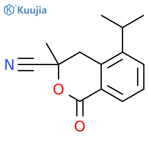 1H-2-Benzopyran-3-carbonitrile, 3,4-dihydro-3-methyl-5-(1-methylethyl)-1-oxo- structure