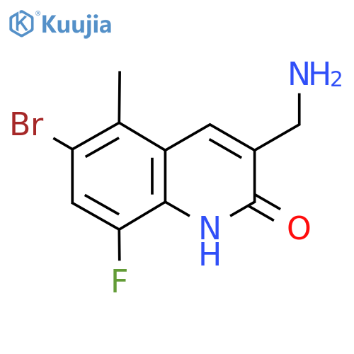 3-(Aminomethyl)-6-bromo-8-fluoro-5-methylquinolin-2-ol structure