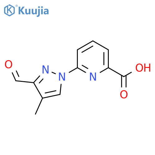 6-(3-formyl-4-methyl-1H-pyrazol-1-yl)pyridine-2-carboxylic acid structure