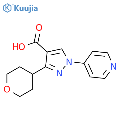 3-(oxan-4-yl)-1-(pyridin-4-yl)-1H-pyrazole-4-carboxylic acid structure